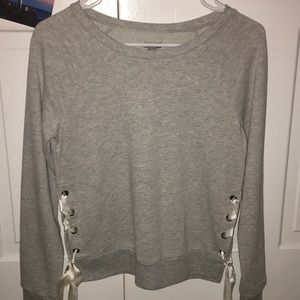 Aerie/American Eagle Grey Lace-Up Sweater